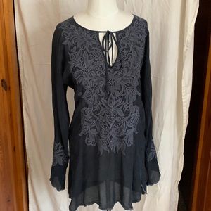 Johnny Was Silk Long Sleeve Dress